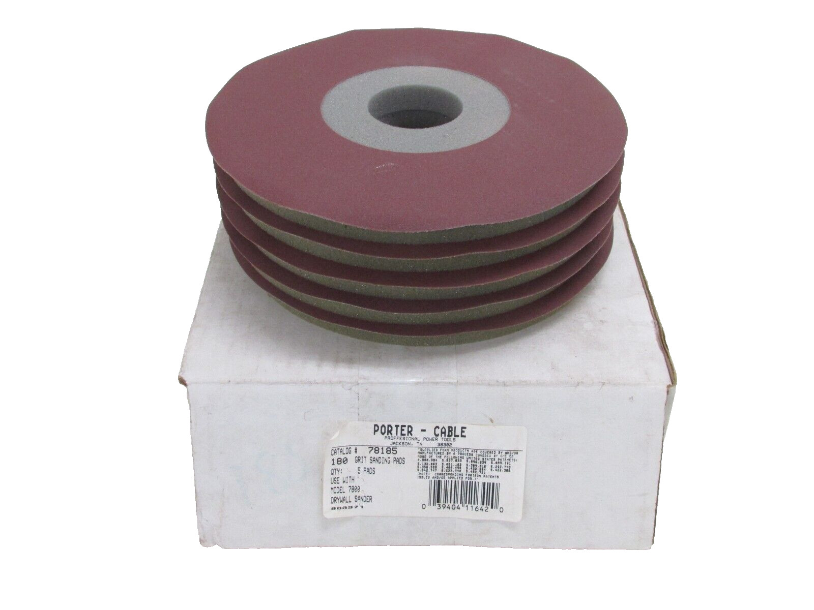 LOT of (5) PORTER CABLE 9″ DRYWALL SANDING PADS, 180 GRIT, #78185