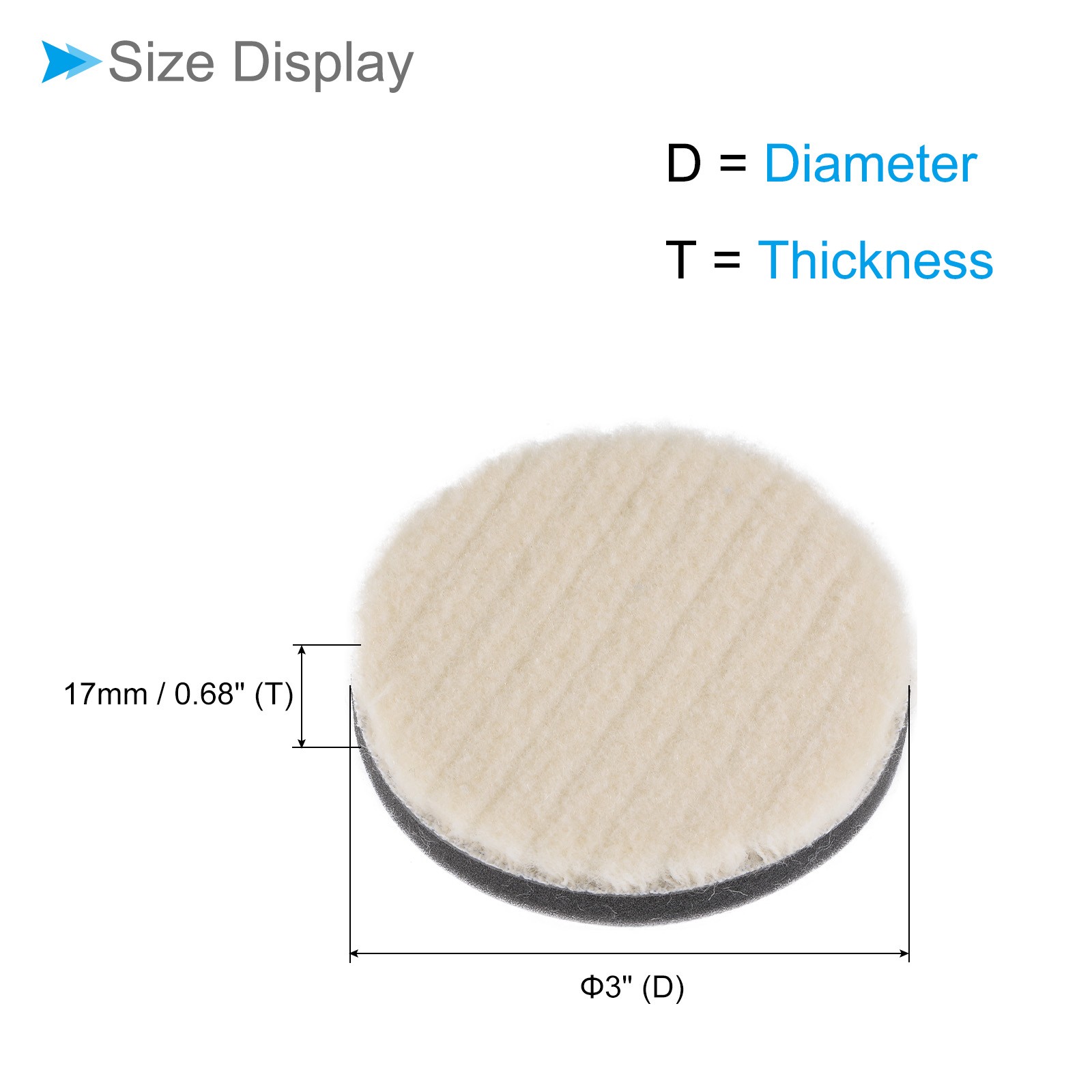 3″ Diameter Wool Felt Sponge Polishing Pad for Polishing Metal 4PACK