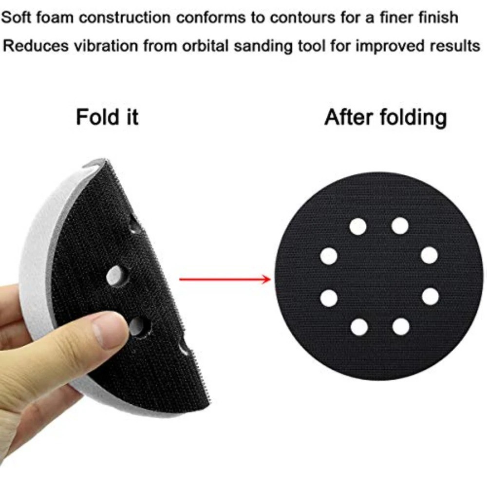 2 pc 5″ 8 Holes Interface Pads Orbital Sander Sanding Foam Pad Hook Loop Buffer