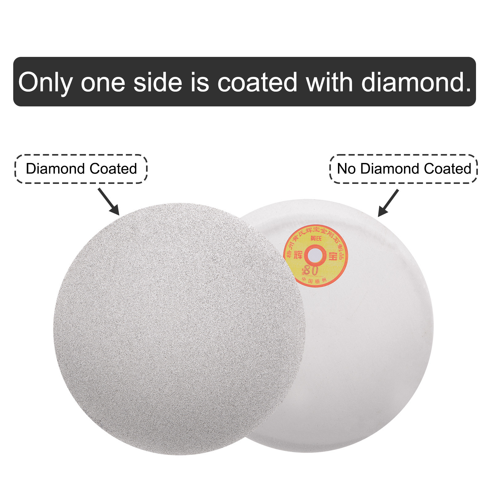Diamond Sanding Grinding Disc 8″ Grit 80 No Center Hole Flat Lap Wheel Disk