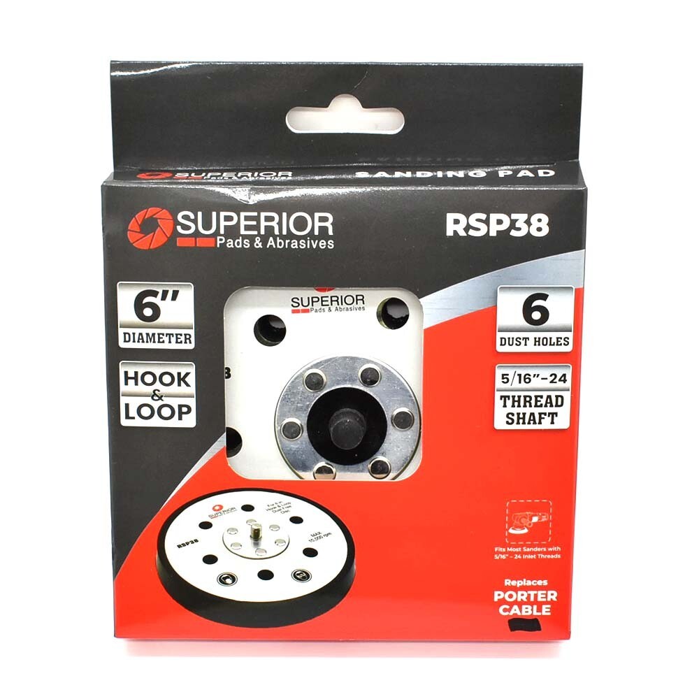 Random Orbit Sander Hook & Loop 6″ Pad 6 holes rep Porter Cable 18002 – RSP38