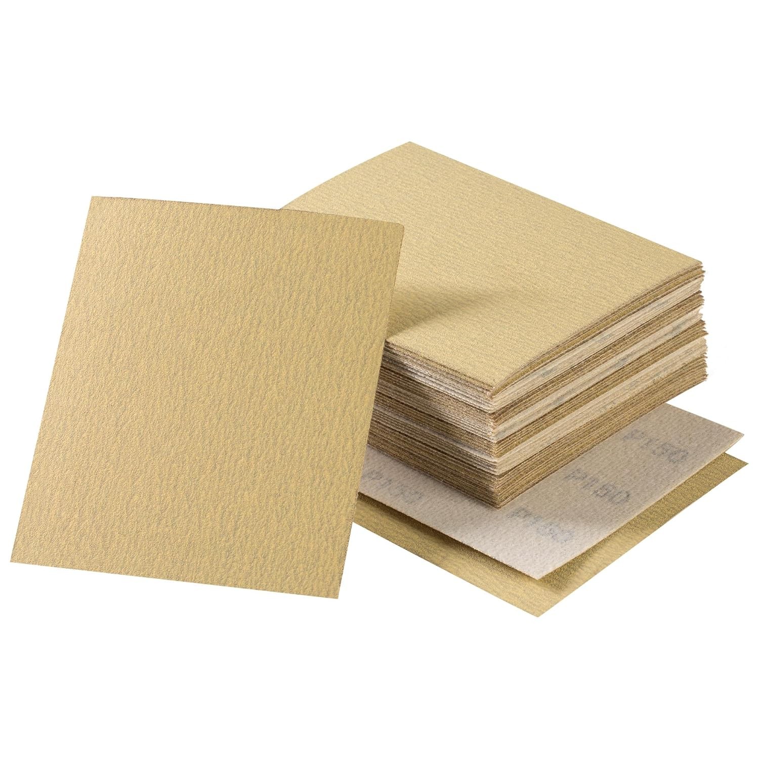 200PCS 5.5″x.5″ Gold Sanding Sheet 4-1/2 x 5-1/2 in Aluminum Oxide 80-1000 Grit