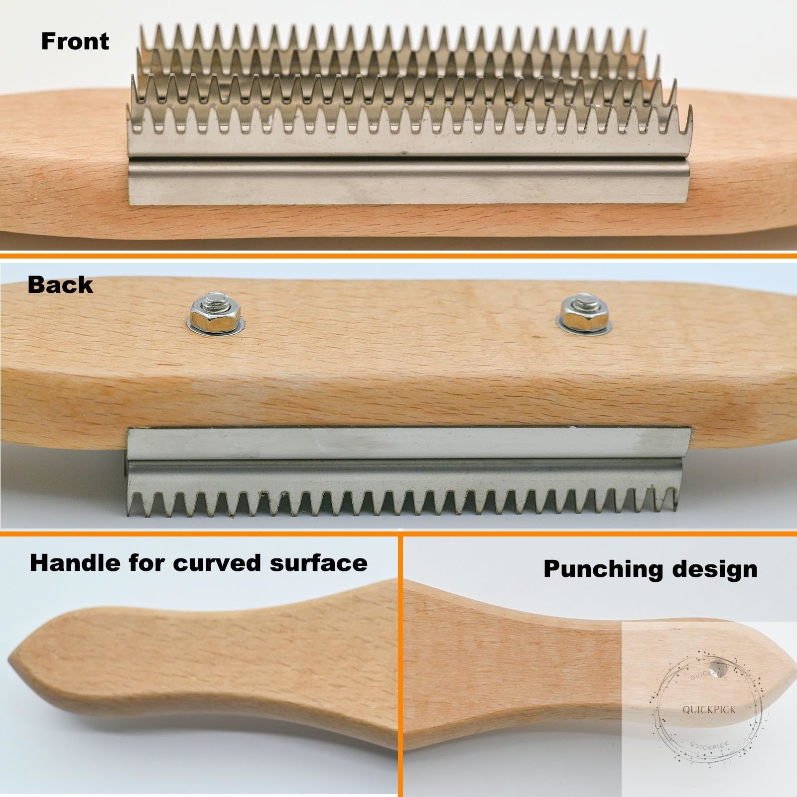Buffer Wheel Rake Polishing Tool with Stainless Steel Rake Teeth Head and Handle