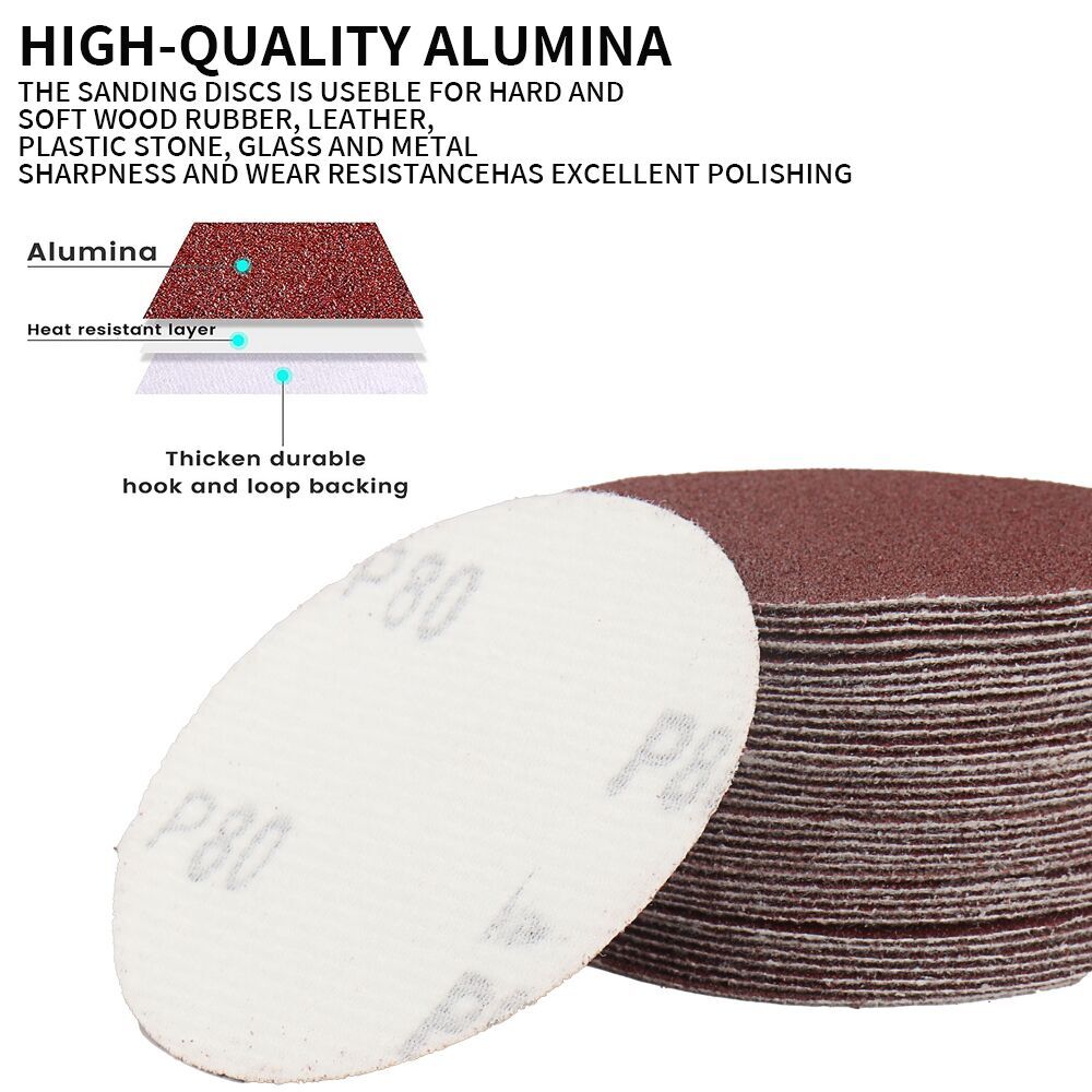 2″ 50mm Hook and Loop Sanding Discs Pads 80-3000 Grit Aluminium Oxide Sandpaper