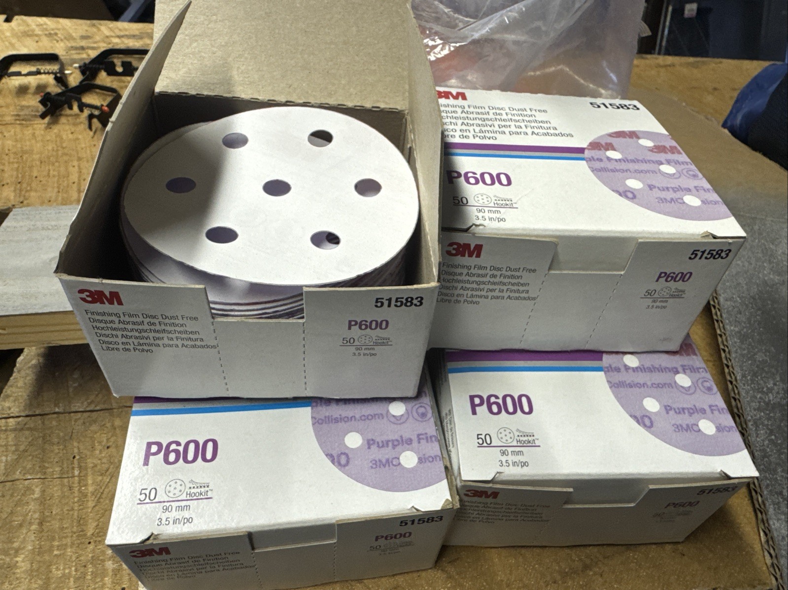 Lot Of 4 3M Finishing Film Disc Dust Free P600 51583 3.5 in 90mm Free Shipping