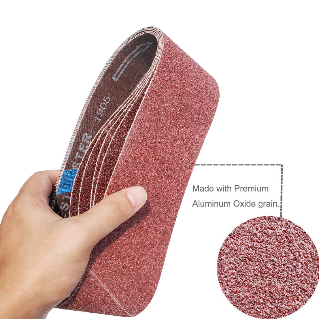 20 Pc 3″ x 21″ Sanding Belts 40 80 120 240 Grit Aluminum Oxide Set