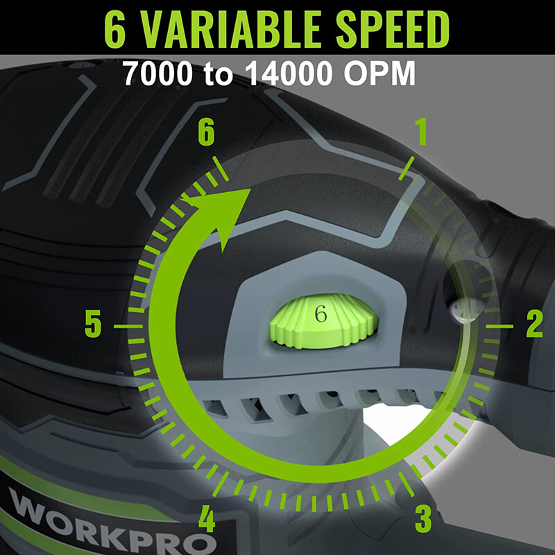 WORKPRO 2.5Amp 5″ Random Orbit Sander 6 Variable Speeds Sander 7000 to 14000 RPM