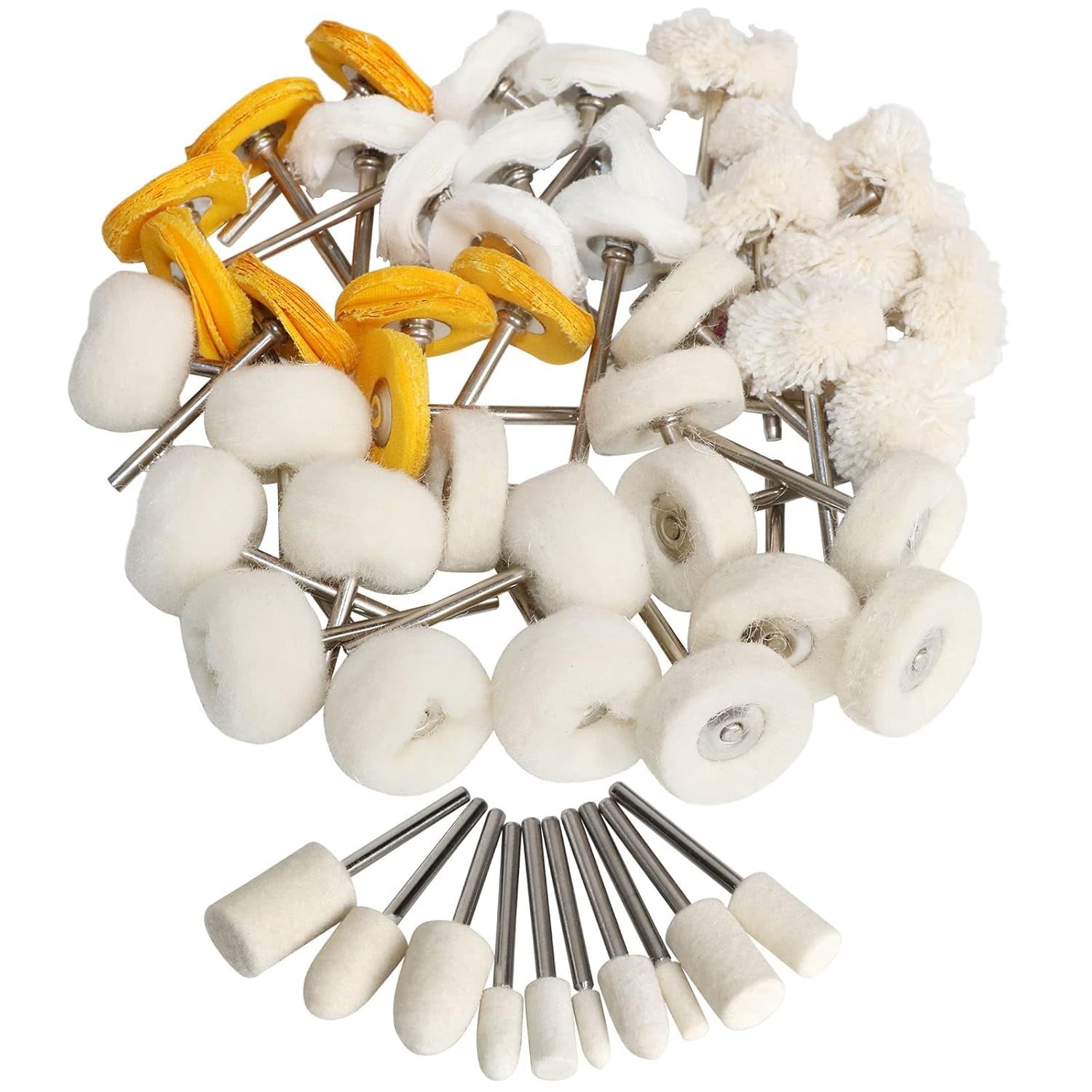 Rotary Tool 1-Inch Polishing Wheel Set – 50 Wool Buffing Wheels for Watch Repair