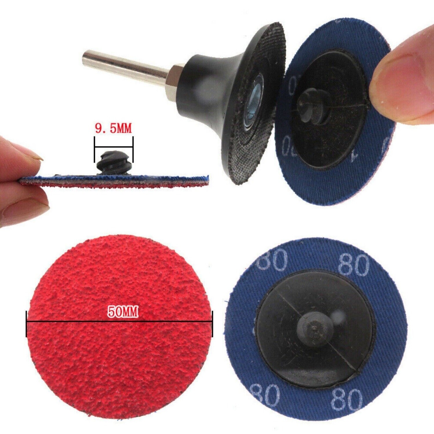 2 Inch 36/60/80/120/180/ 240 Grit Type R Disc Sanding Discs Abrasive Roll Lock