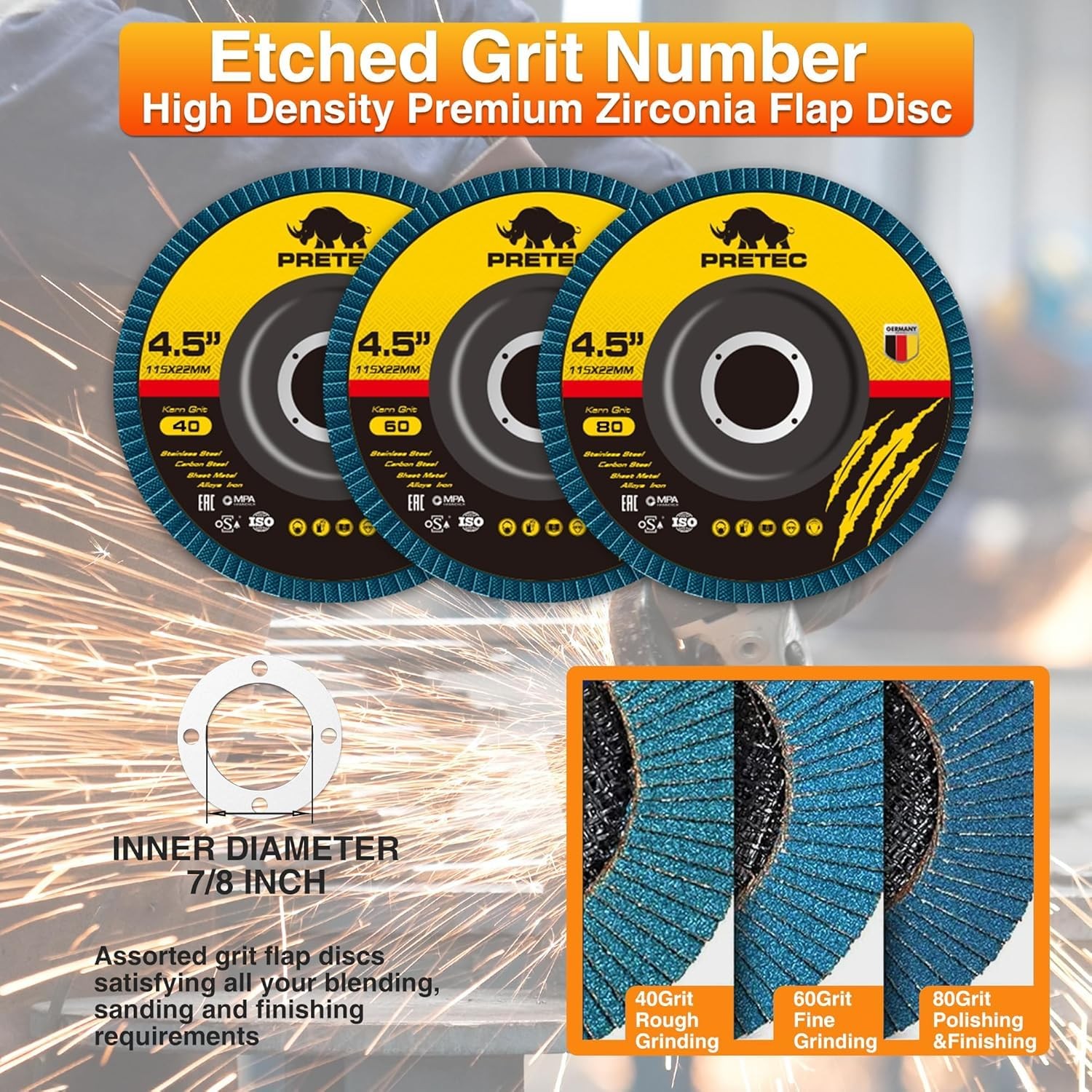 PRETEC 26 Packs Angle Grinder Cutting Flap Grinding Disc 4.5 inches, Brown