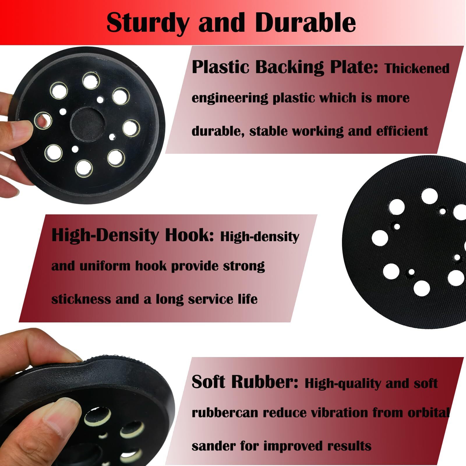 2 Pack 5 Inch 8 Hole Hook-and-Loop Orbital Sander Pad for Ryobi RS290, RS240,