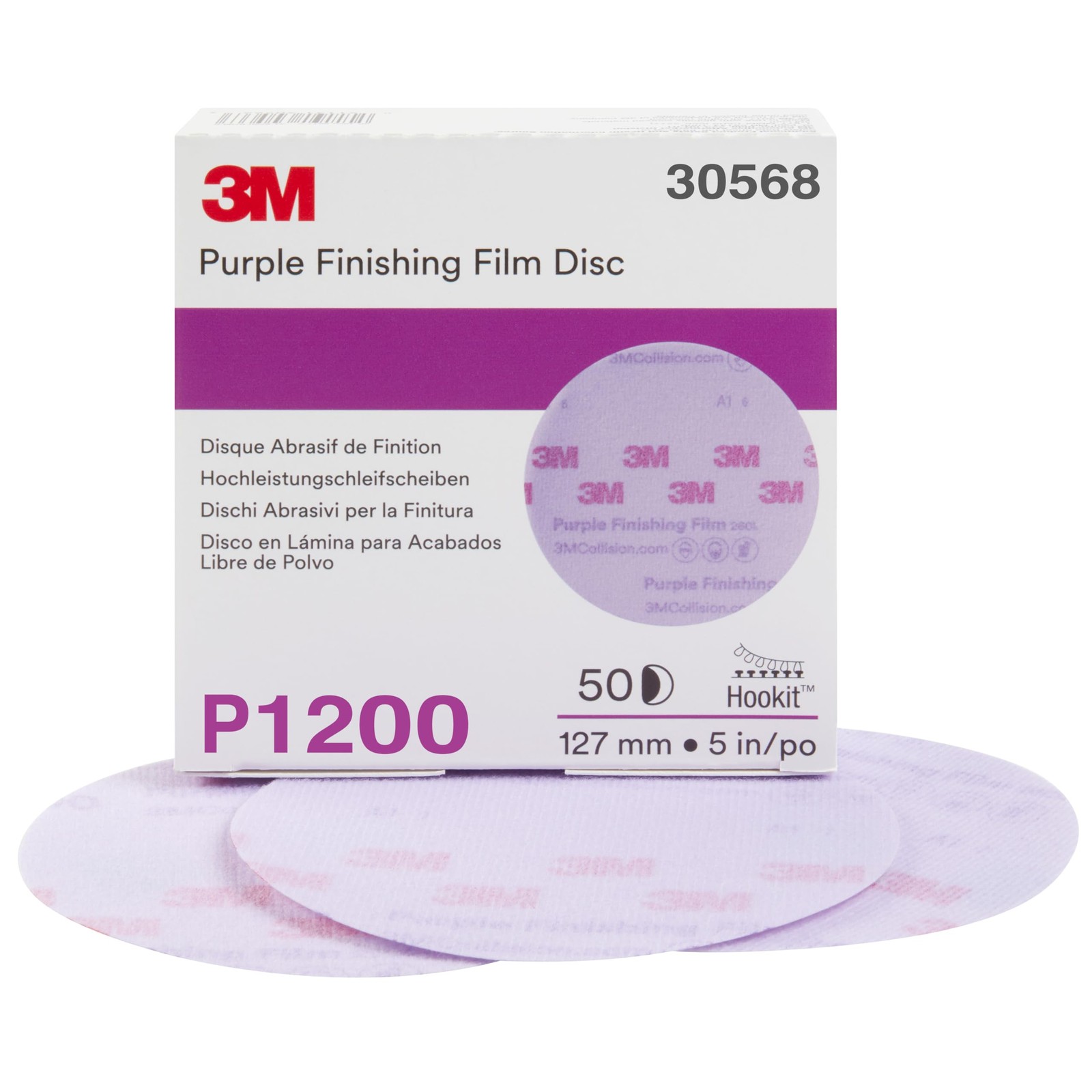 3M 30568 Hookit Purple 5″ P1200 Grit Finishing Film Disc