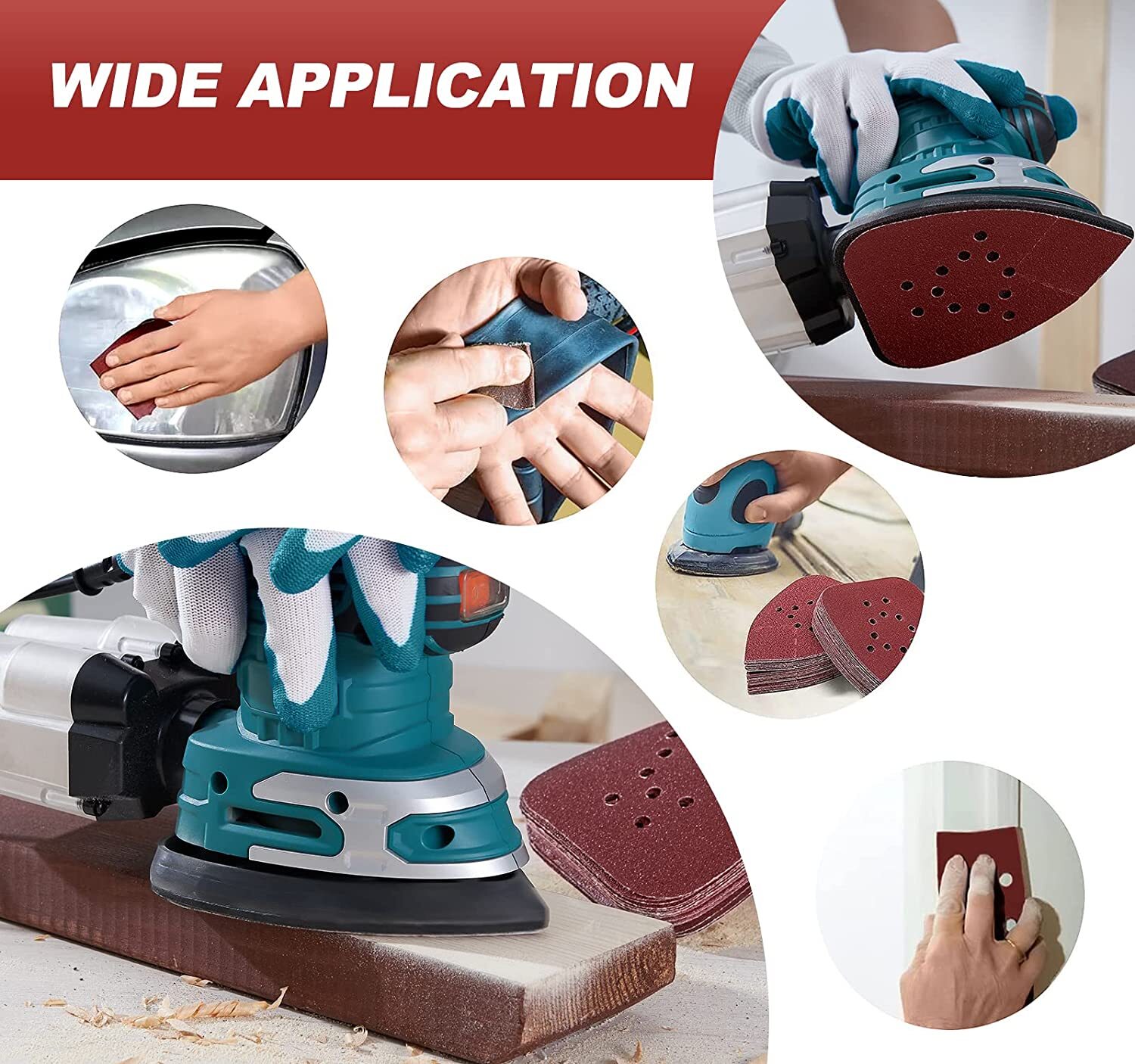 50x Mouse Sandpaper Sanding Pads 60-220 Grit for BLACK and DECKER Detail Sander