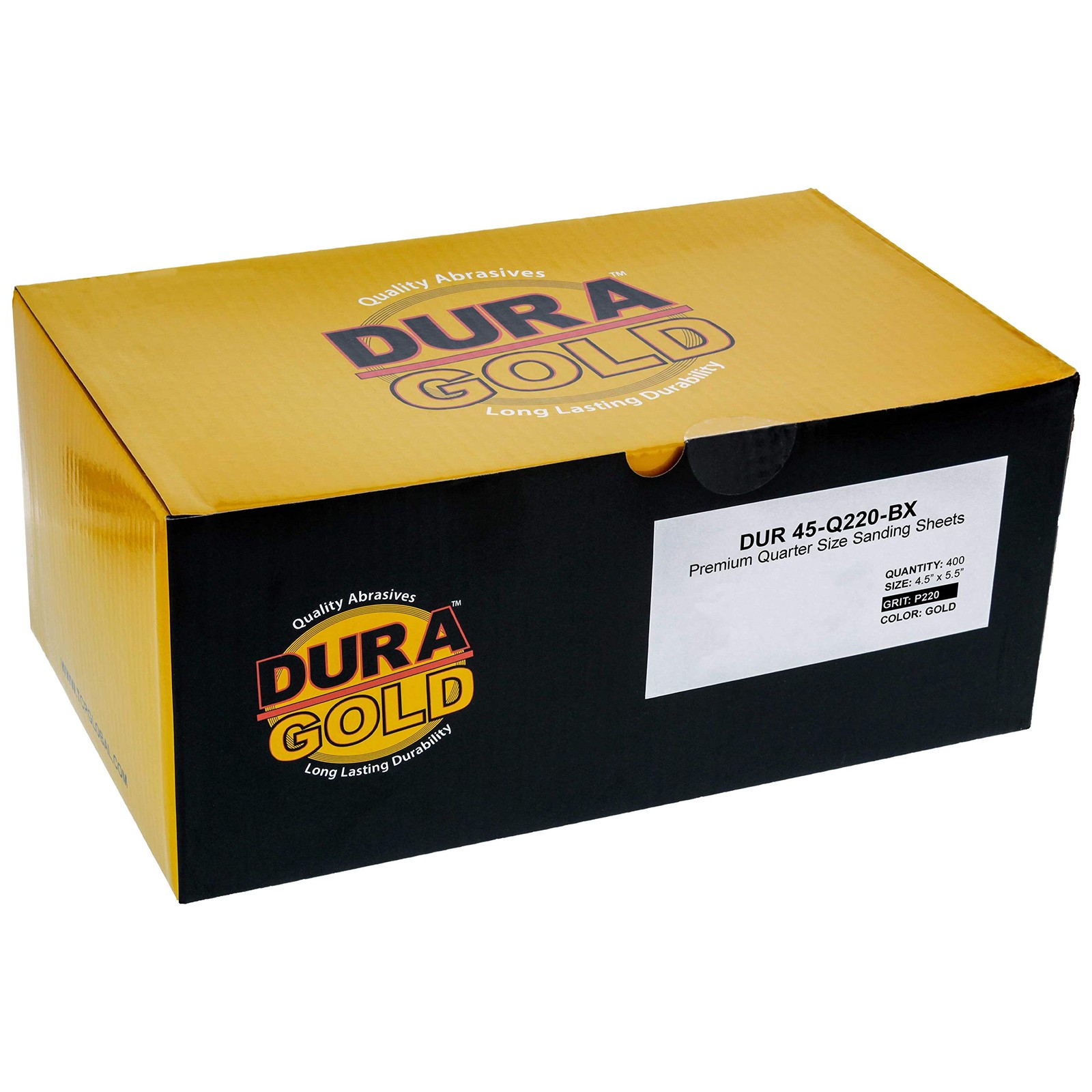 Dura-Gold Premium 1/4 Sheet Gold Sandpaper Sheets, 220 Grit (Box of 400) – Wo…