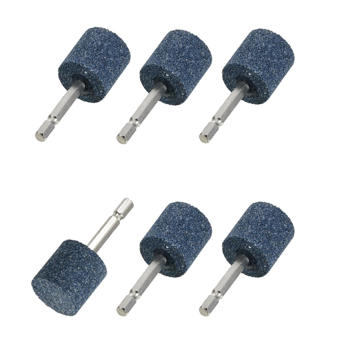 6 Pcs Cylinder Shape Mounted Grinding Stone 1/4″ Hex Shank 1-3/16″ Aluminum