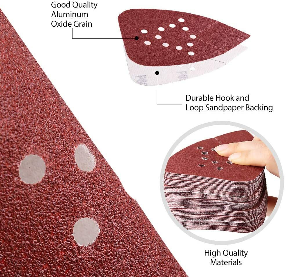 50PCS 60-220 Grit Mouse Sandpaper Sanding Pads for Black+Decker Sander