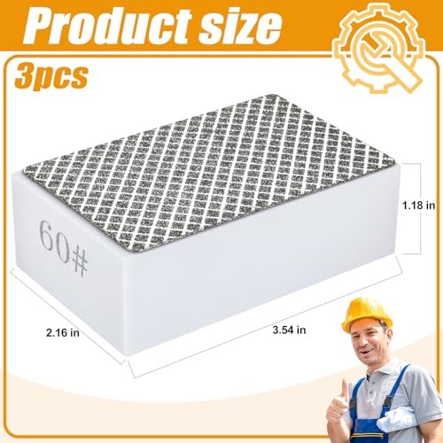 3 Pcs Diamond Hand Polishing Pads, 60 Grit Diamond Sanding Pad 3PCS-60#