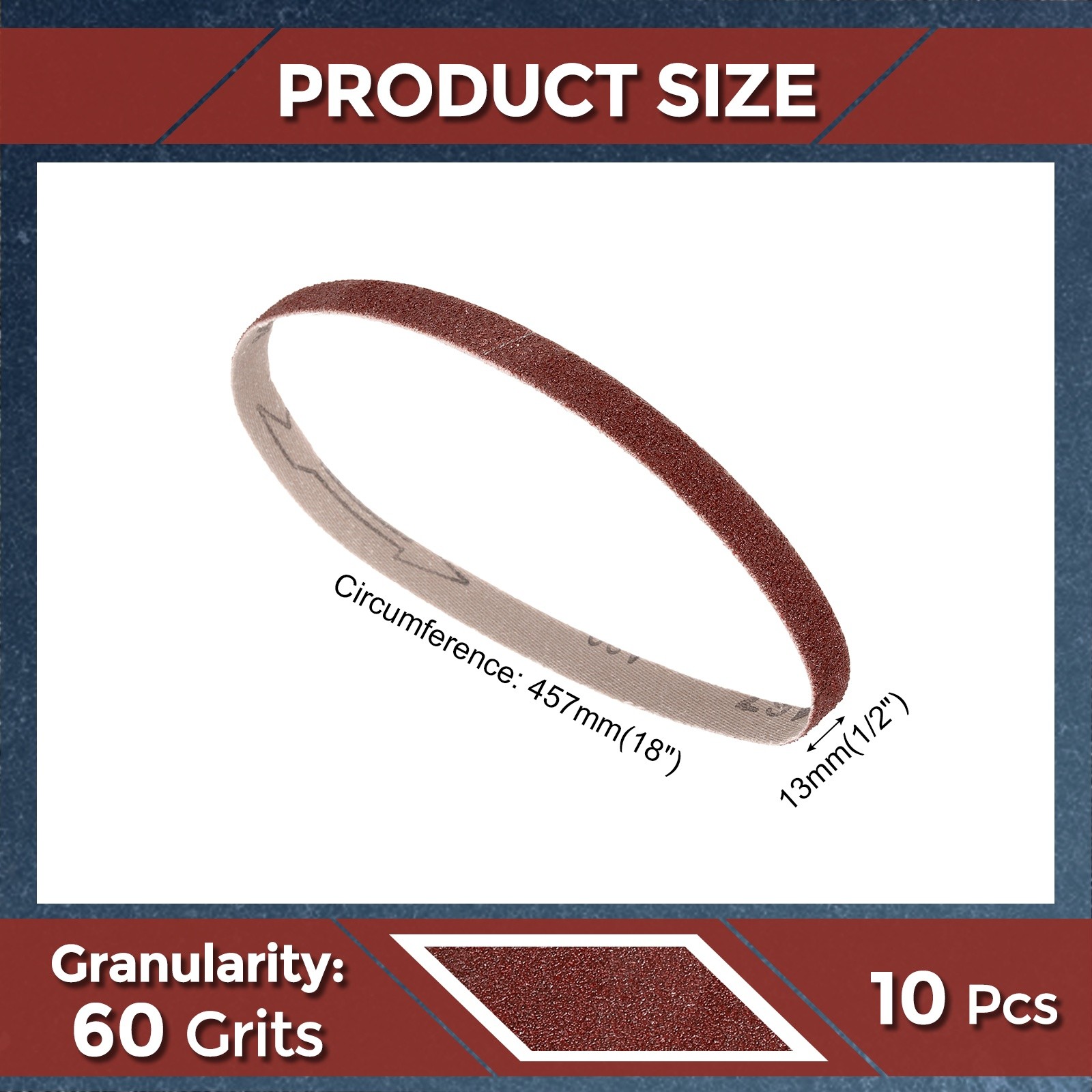 10 Pcs Sanding Belts 1/2 x 18 Inch 60 Grit Aluminum Oxide Abrasive Sandpaper