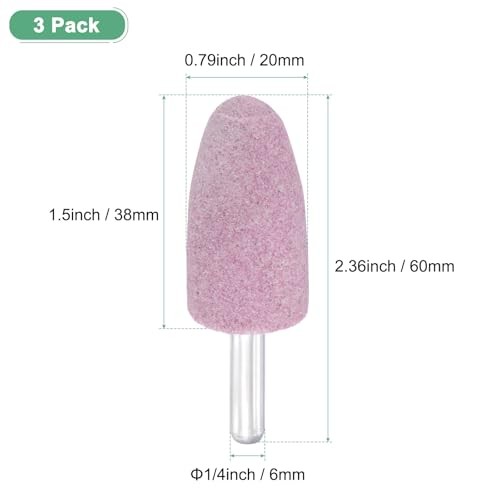 -Pack Abrasive Mounted Stone Grinding Bits, 1/4 in(6mm) Shank Aluminum 20mm 3