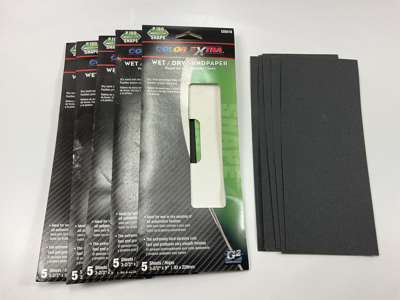(25) Sheets Total ColorExtra CX8318 WET DRY Sandpaper Sheets 180 Grit 3-2/3″x9″