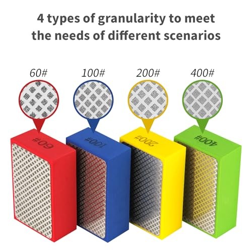 Diamond Polishing Pads Sanding Blocks – pcs Diamond 60#, 100#, 200#, 400# 4