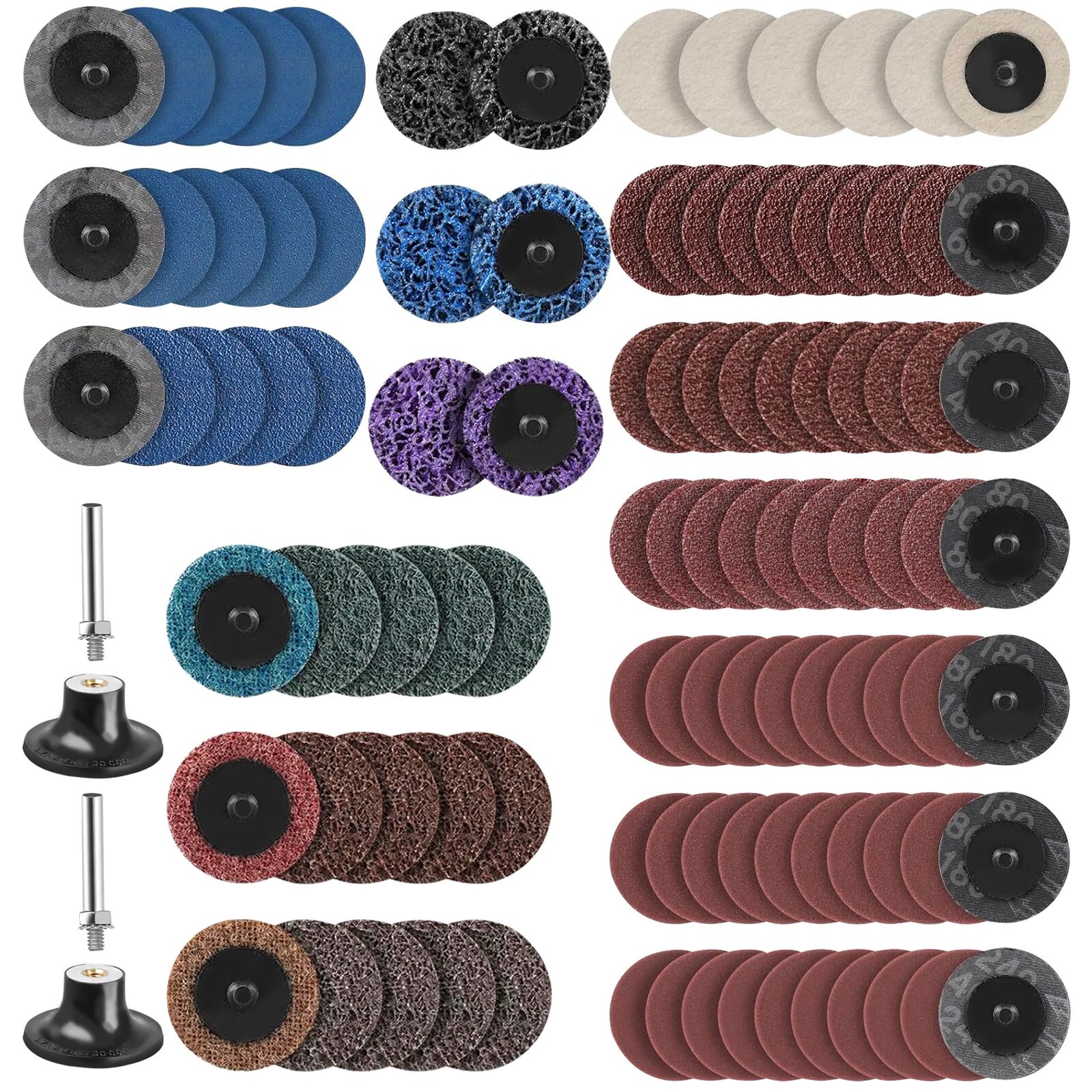 104x 2″ Roll Lock Sanding Disc Set 1/4″ Shank Quick Change Disc for Die Grinder