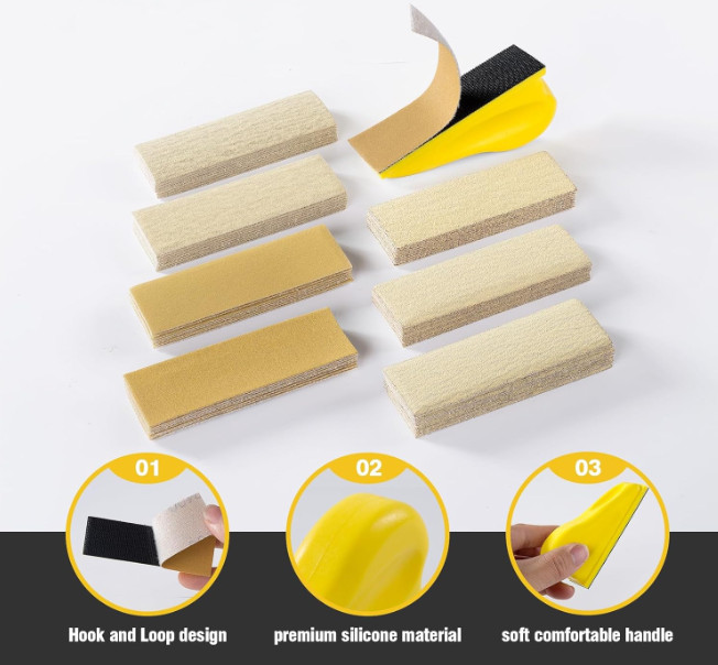 140PC 3.5″x1″ Micro Detail Sanding Paper & 2 Sanding Block Set for Woodwork