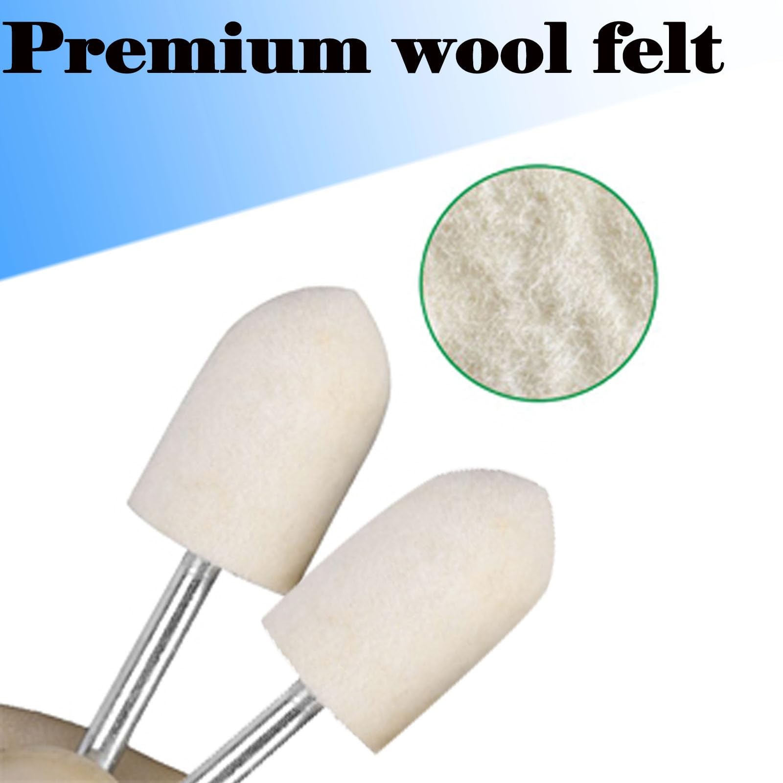 Luo ke 30 Pcs Wool Felt Polishing Bits, 3/32” Shank Cone Shape Wool Polishin…