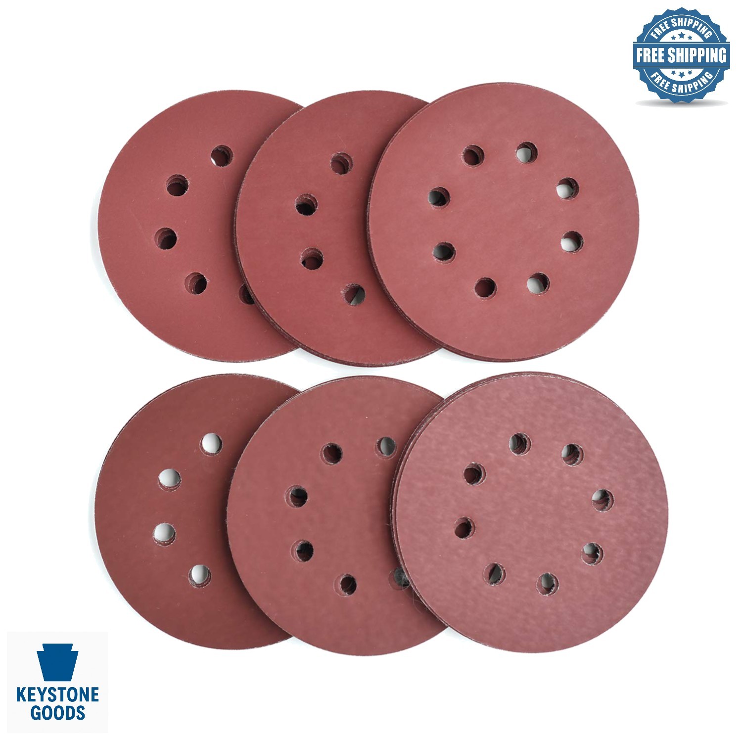 60-Pack 5-Inch Aluminum Oxide Grit Sanding Discs for Random Orbit Sanders