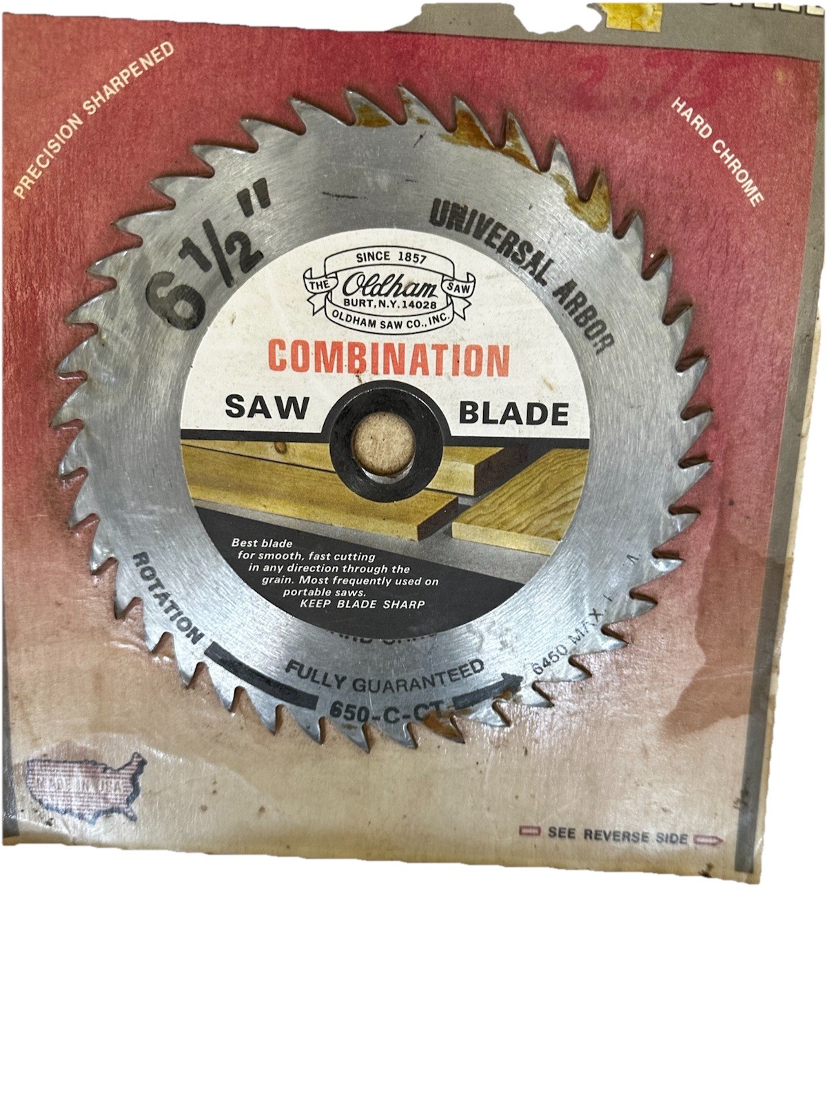 Vintage New Saw Blade Combination Oldham 6-1/2″ Diameter Novelty 650-C-CT
