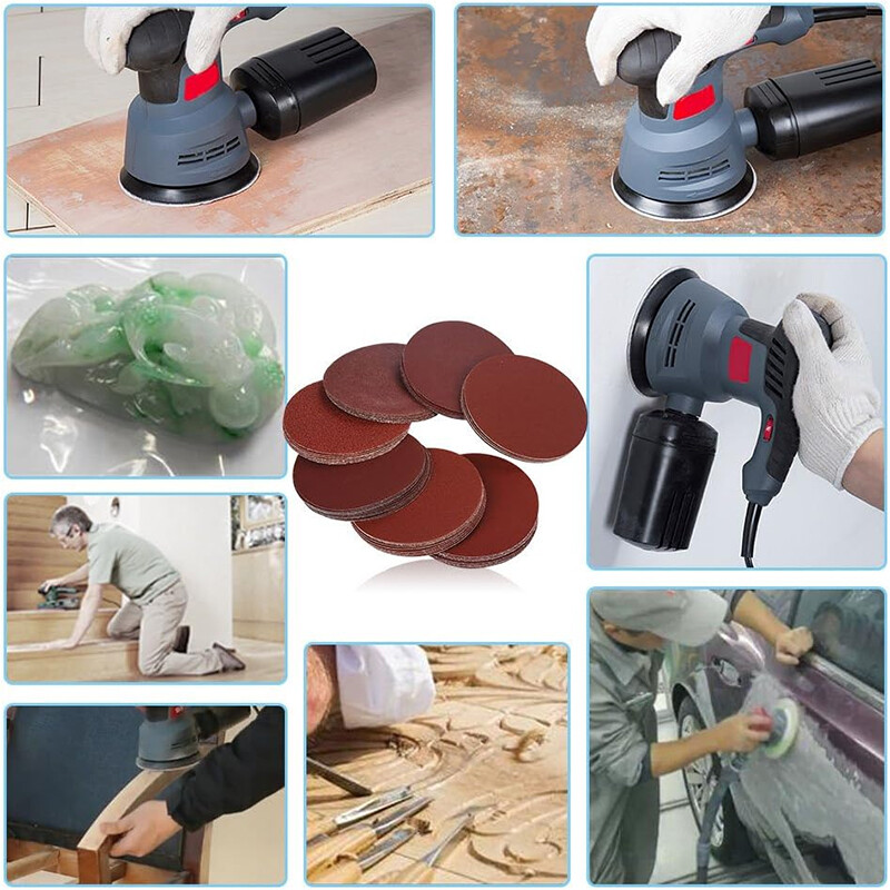 75mm~180mm Flocked Disc Red Sandpaper Disc Woodworking Furniture Metal Burnish