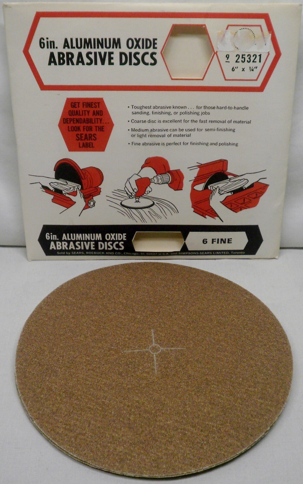 Vintage Sears 6” Aluminum Oxide Abrasive Discs 6 Fine 925321