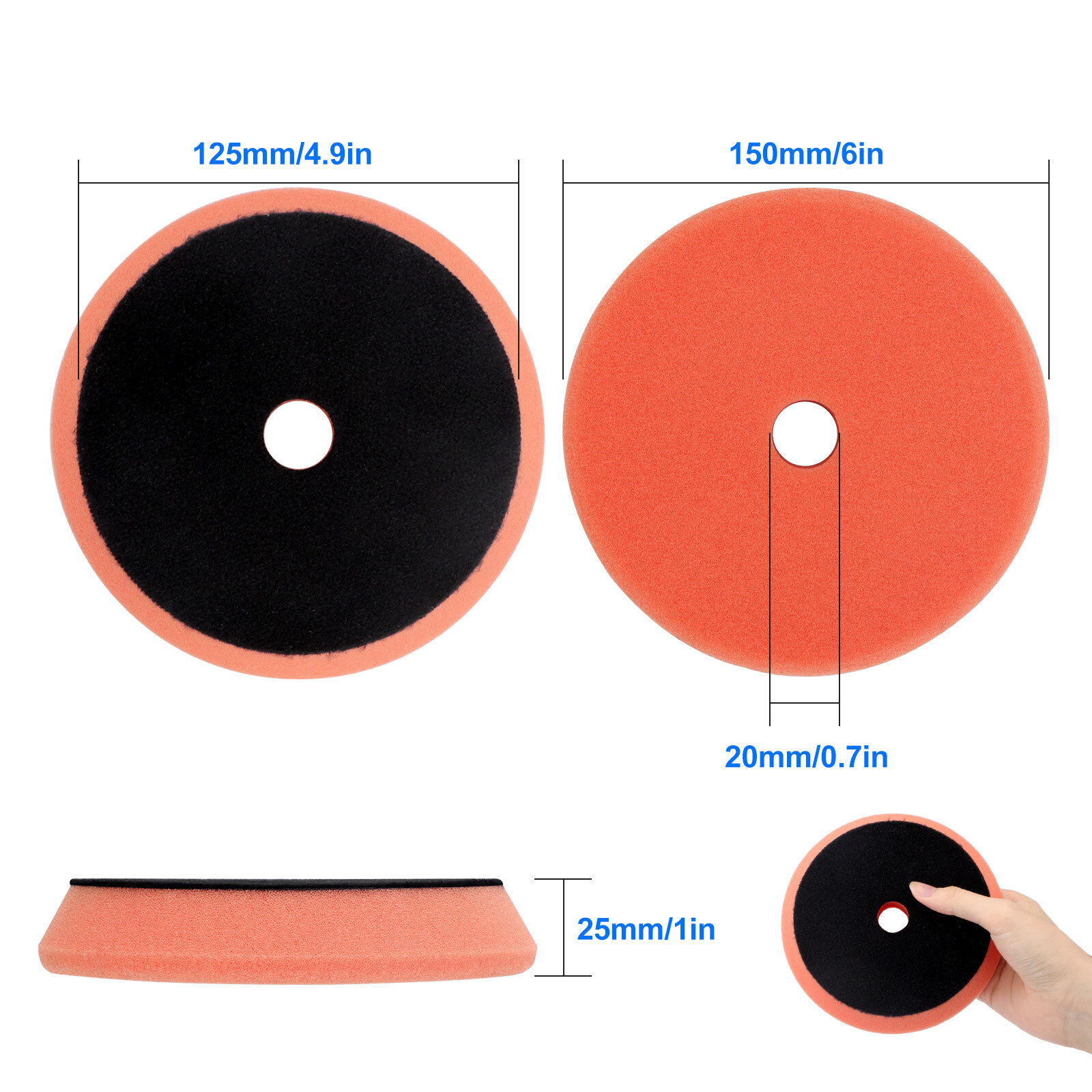 5Pcs Buffing Sponge Pads 6″ Cutting Polishing Pad Kit for Car Buffer Polisher