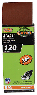 Gator 7010GA Sanding Belts, Aluminum Oxide, 120-Grit, 3 x 21 In., 5-Pk. –