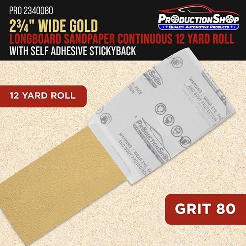 Premium 80 Grit PSA Gold Longboard Sandpaper, 2-3/4″ Wide Continuous 12 Yard Rol