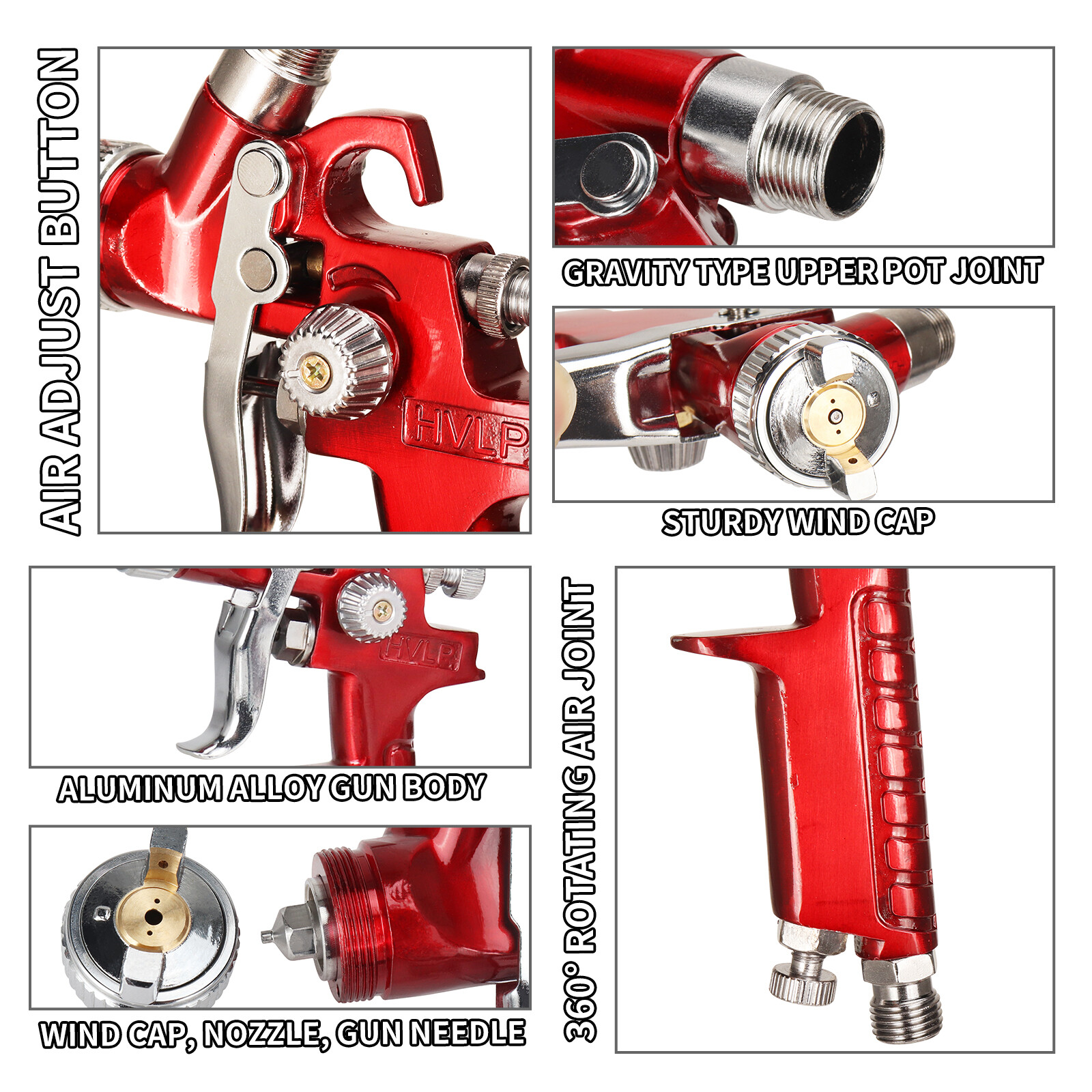 HVLP Mini Gravity Feed Air Nozzle Spray Paint Gun 125ML Cup F Furniture Painting