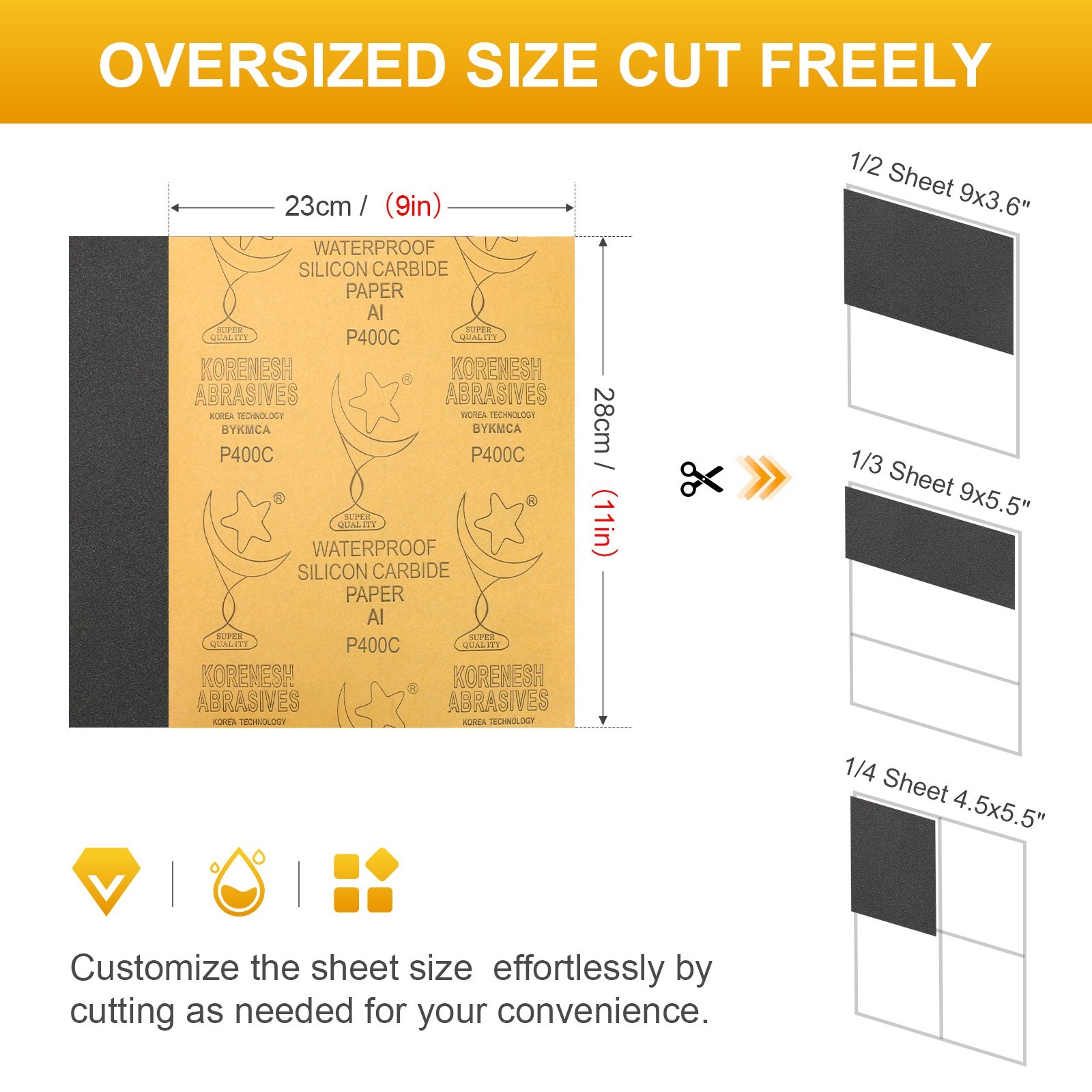 Waterproof Sandpaper 9×11″ 100-2000 Grit Wet Dry Sanding Paper Sheets Car Wood