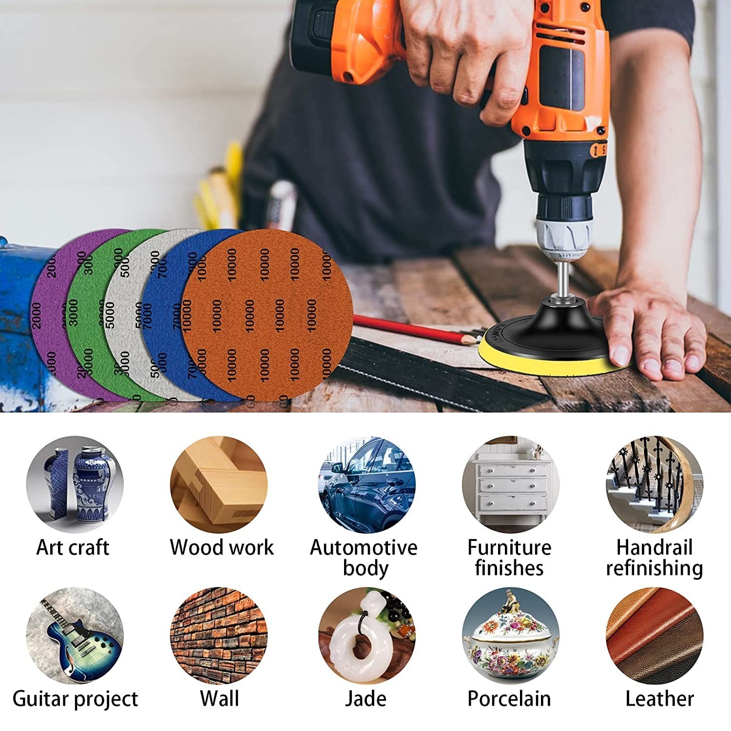 5-Inch Hook & Loop Sanding Discs Set: 2000-10000 Grit for Perfect Finishing