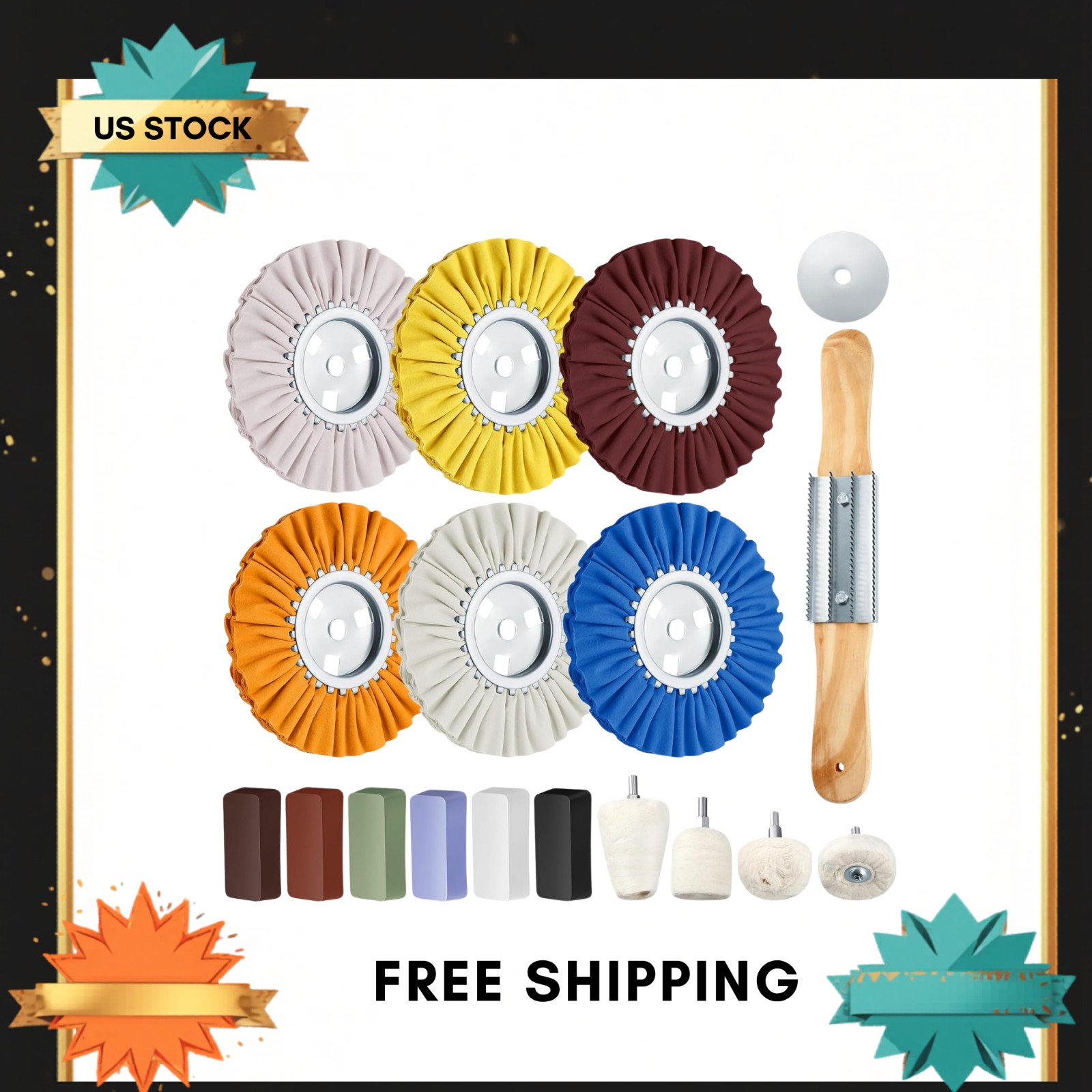 18Pc Airway Buffing Wheel Aluminum Polishing Kit for Angle Grinder Mirror Finish