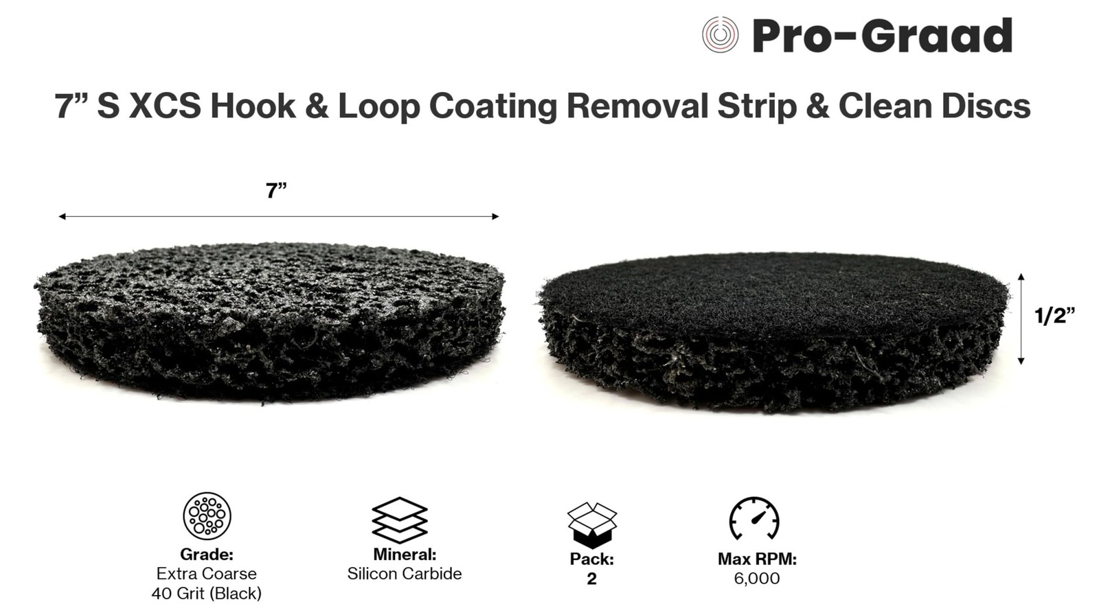 Pro-Graad 2 Pack 7” Diameter S XCS Hook and Loop Coating Removal Disc,…