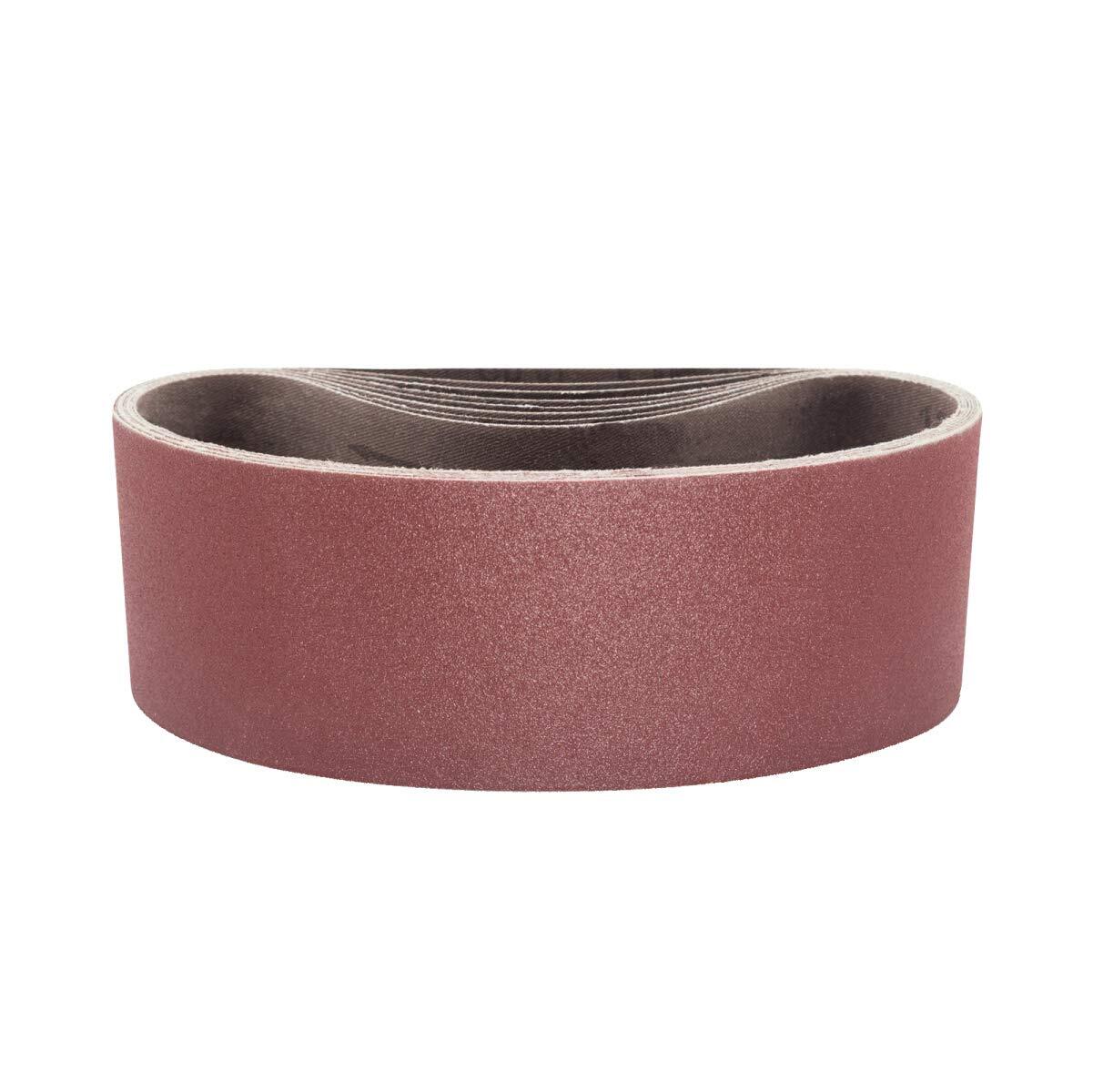 Powertec 3×21 in 120 Grit Aluminum Oxide Sanding Sandpaper Belt 10 Sander Belts