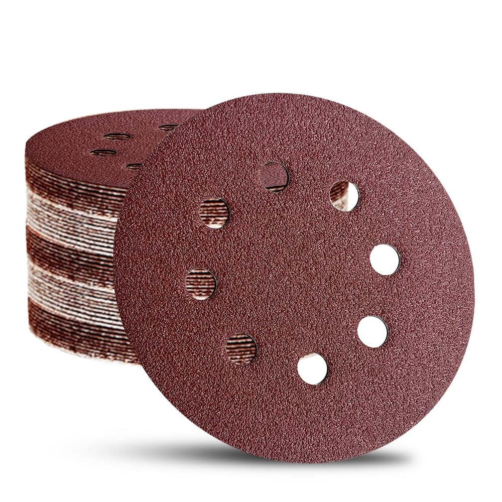 52-Pack 5-Inch Hook and Loop Sanding Discs with Mixed Grits for Orbital Sanders