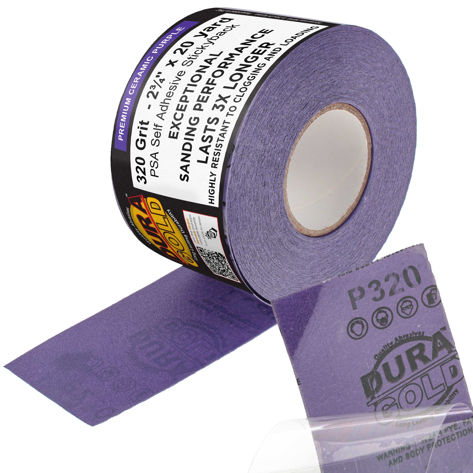 320 Grit Purple Ceramic 2.75″ x 20 Yard Roll Self Adhesive Longboard Sandpaper