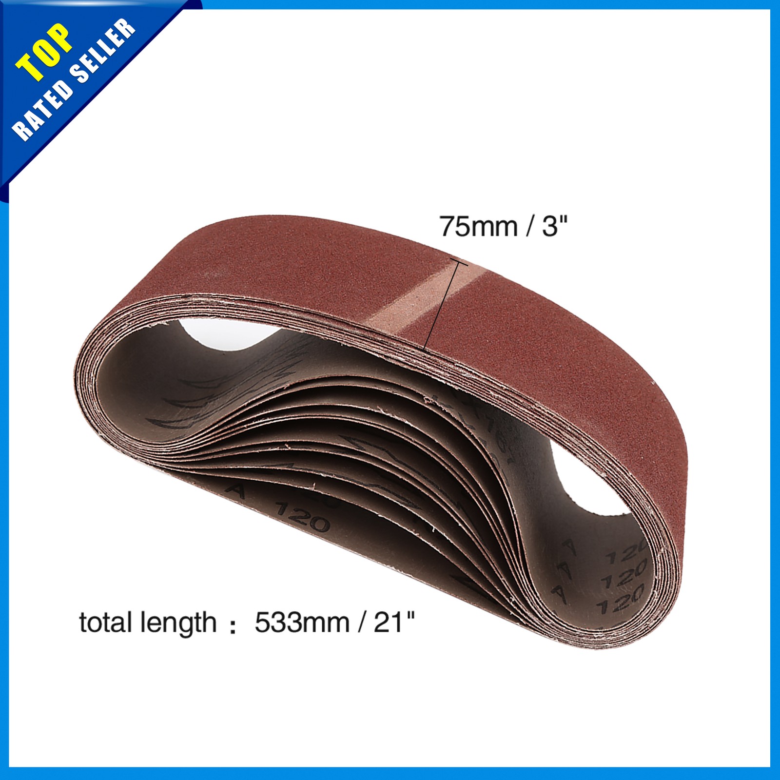 Pack of 10 3″x21″ Aluminium Oxide Sanding Belts 120 Grit for Metal Wood Grinding
