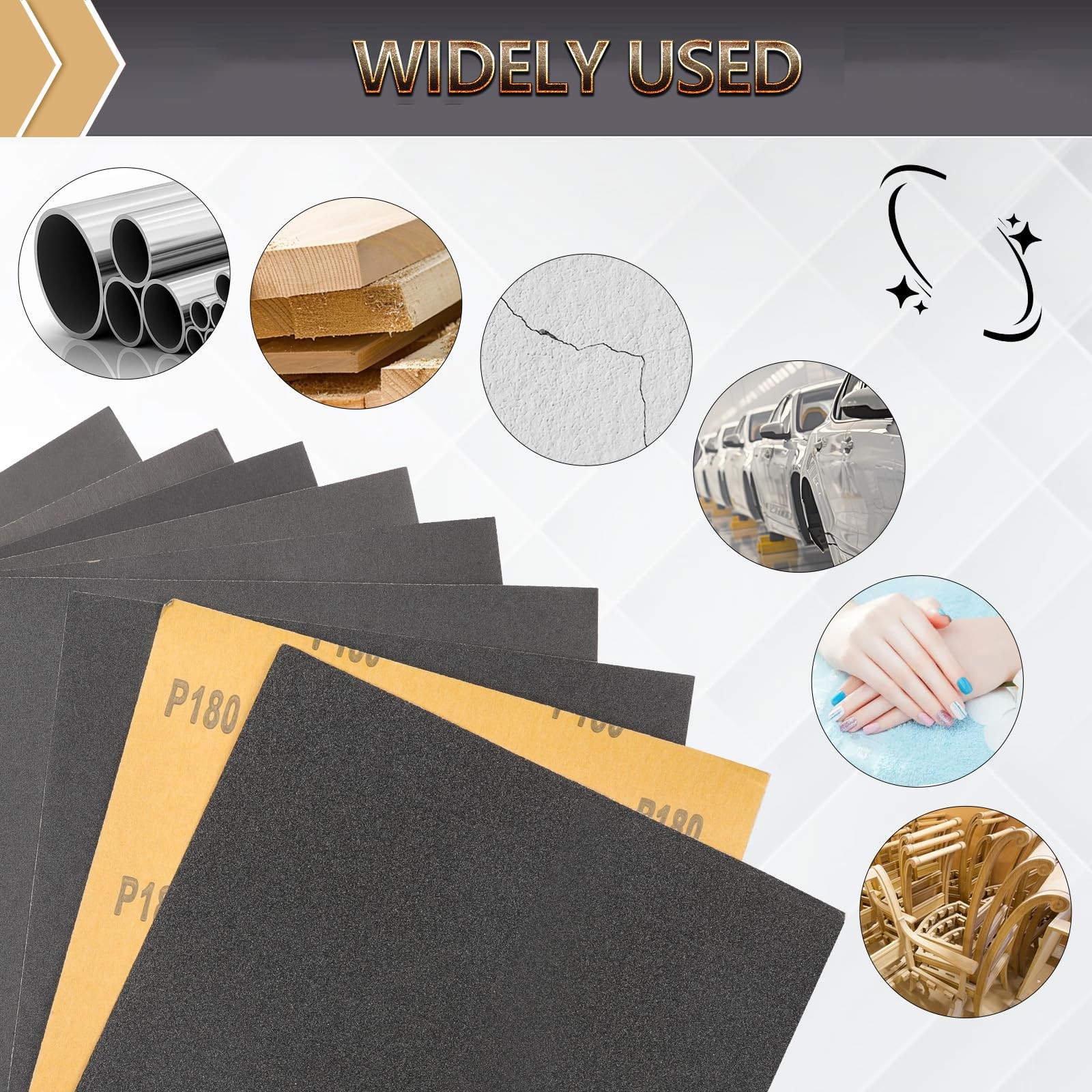 12-Sheet 9 x 11 Inch Wet Dry Fine Sandpaper Assortment, 400/600/800/1000/2000