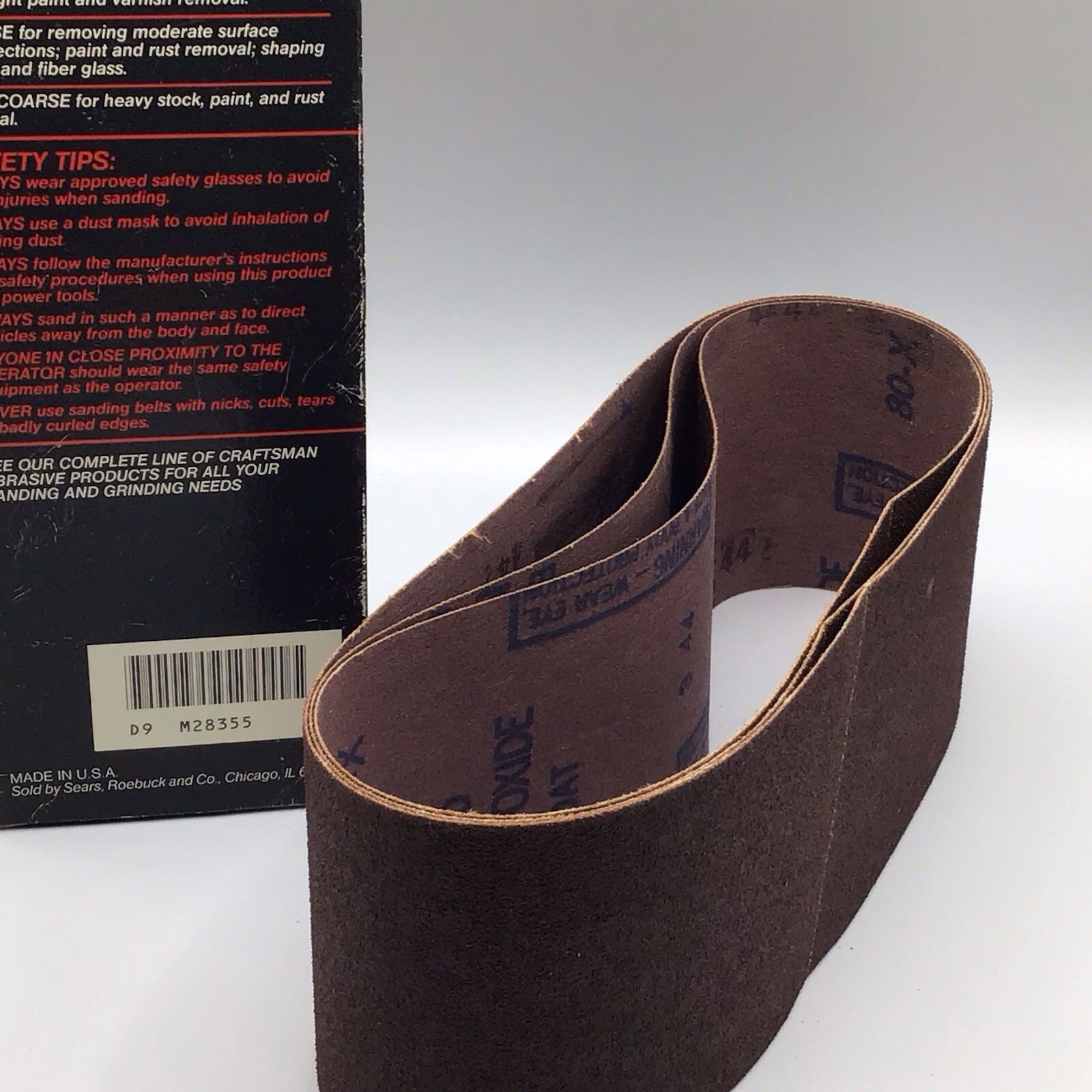 Sears Craftsman Bi-Directional Sanding Belts Medium 80 3 x 21 Three Belts 28355