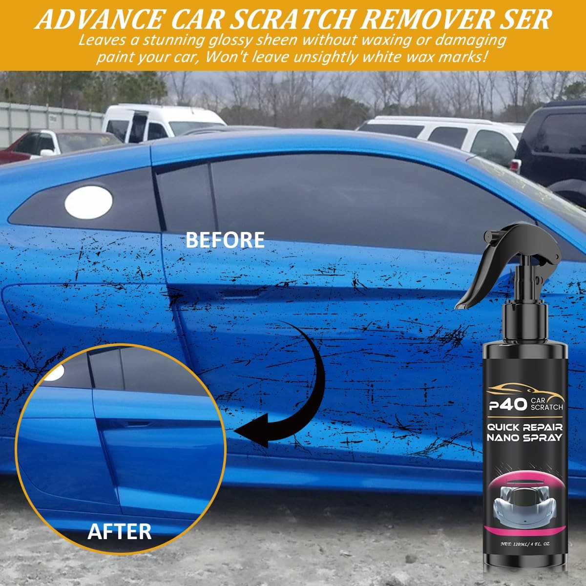 2Pcs P40 Car Scratch Quick Repair Nano Spray,Quick Paint Restoration,Instant …