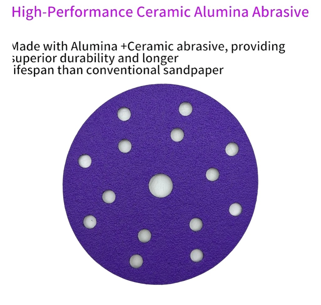 100PCS Premium 6” 150mm Ceramic Hook & Loop 15 Holes Sanding Discs P60-P240