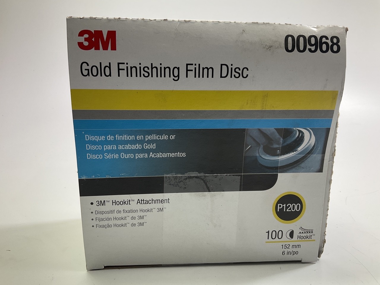 3M 00968 6″ 260L Hookit Finishing Film Sanding Disc, P1200 Grit (Box Of 100)