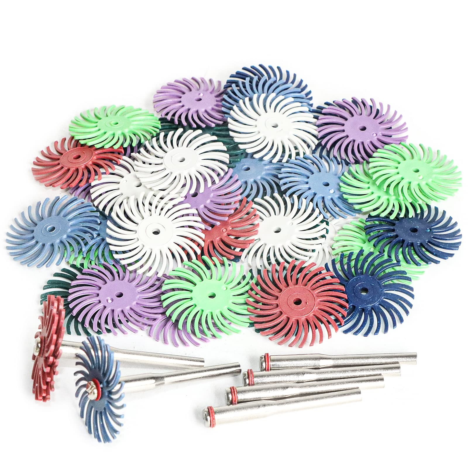 42pcs 1 Inch Radial Bristle Disc Kit with 3mm Shank for Rotary Tools,Detail A…